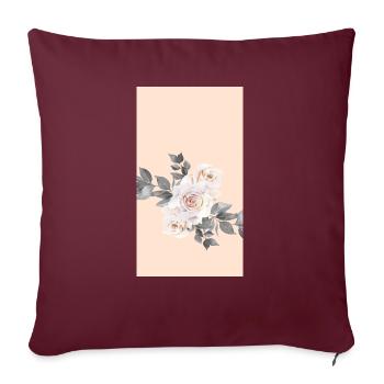 Couleur Pastel Roses Skintone Feuilles Grises Florales - Housse de coussin décorative 45 x 45 cm - bordeaux - Devant