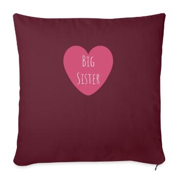Grande Sœur | Coeur rose | Cadeau Fille - Housse de coussin décorative 45 x 45 cm - bordeaux - Devant