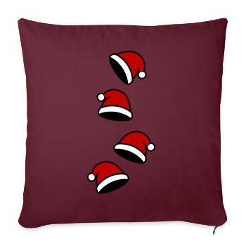 Chapeau de Père Noël Noël - Housse de coussin décorative 45 x 45 cm - bordeaux - Devant