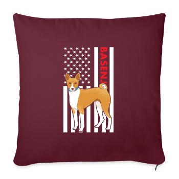 Chien Basenji Us drapeau - Housse de coussin décorative 45 x 45 cm - bordeaux - Devant