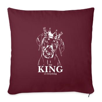 Doberman Roi de tout Chien Disant Wilsigns - Housse de coussin décorative 45 x 45 cm - bordeaux - Devant