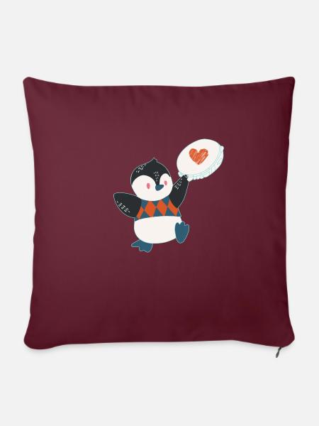 Pinguinmusik - Sofakissenbezug 45 x 45 cm - Burgunderrot