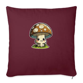 Drôle de champignon de dessin animé - Housse de coussin décorative 45 x 45 cm - bordeaux - Devant