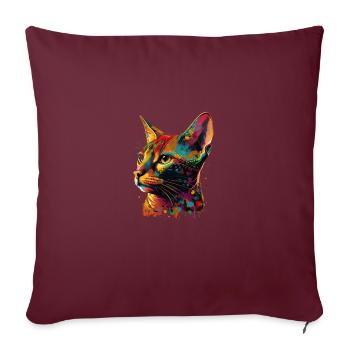 Abyssinian Cat Colorful Gaze - Sofakissenbezug 45 x 45 cm - Burgunderrot - Vorne