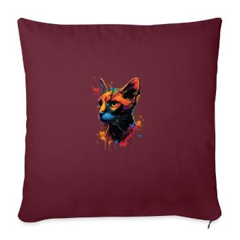 Abyssinian Cat Colorful Gaze - Sofakissenbezug 45 x 45 cm - Burgunderrot - Vorne