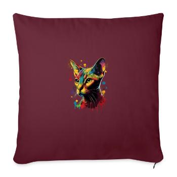 Abyssinian Cat Colorful Gaze - Sofakissenbezug 45 x 45 cm - Burgunderrot - Vorne