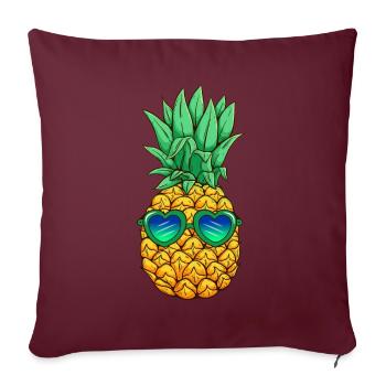 Ananas avec lunettes de soleil - Housse de coussin décorative 45 x 45 cm - bordeaux - Devant