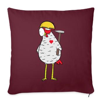 Artisan Poulet Marteau Coeur de chantier Métiers Métier - Housse de coussin décorative 45 x 45 cm - bordeaux - Devant