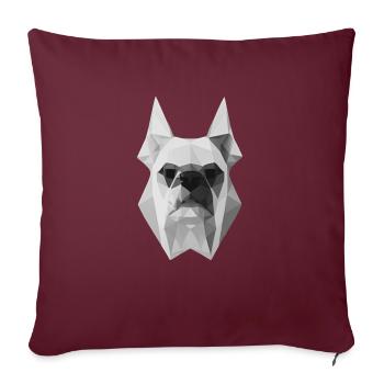 Polygon Design Bulldogge Tierkopf schwarz weiß - Sofakissenbezug 45 x 45 cm - Burgunderrot - Vorne