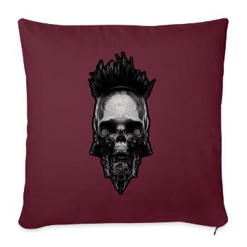 Punk Cyber Skull Skull Biker Steampunk - Housse de coussin décorative 45 x 45 cm - bordeaux - Devant