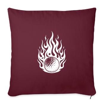 Balle de golf brûlante dans le style Flamme ardente - Housse de coussin décorative 45 x 45 cm - bordeaux - Devant
