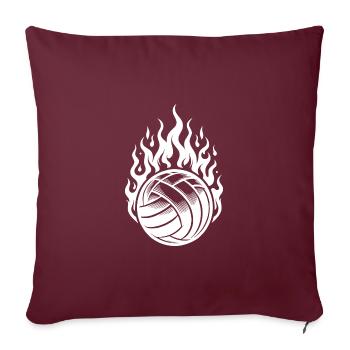Brennender Volleyball in Flammen und Feuer - Sofakissenbezug 45 x 45 cm - Burgunderrot - Vorne