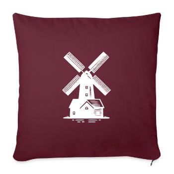 Moulin à vent classique pour les céréales et la farine - Housse de coussin décorative 45 x 45 cm - bordeaux - Devant