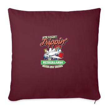 Voyage direct aux Pays-Bas avec ma tribu - Housse de coussin décorative 45 x 45 cm - bordeaux - Devant