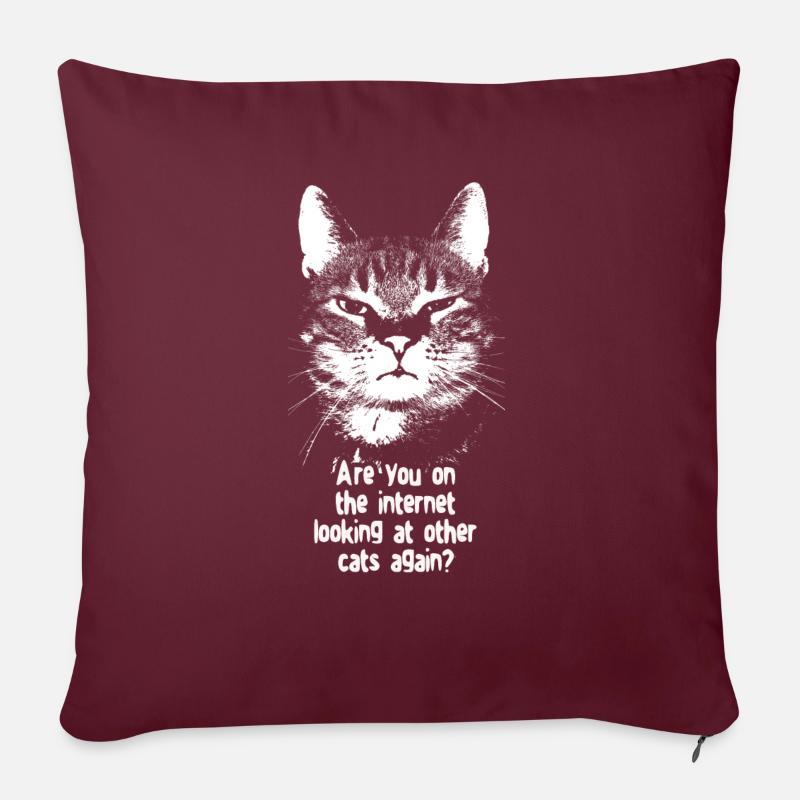 Internet-Katze - Sofakissenbezug 45 x 45 cm - Burgunderrot