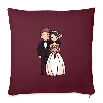 Mariée marié jeunes mariés mariage - Housse de coussin décorative 45 x 45 cm - bordeaux - Devant