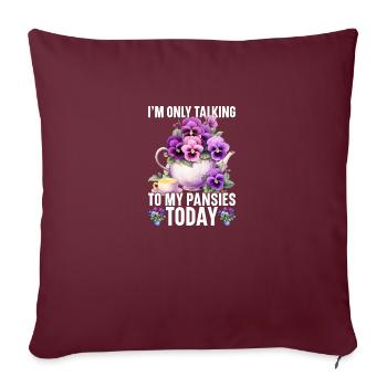 Graines de pensée pour planter des graines de fleurs de pensée - Housse de coussin décorative 45 x 45 cm - bordeaux - Devant