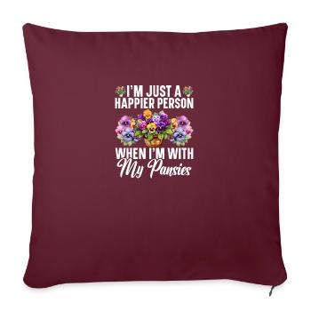 Graines de pensée Pensées pour l’extérieur Fleur de pensée - Housse de coussin décorative 45 x 45 cm - bordeaux - Devant
