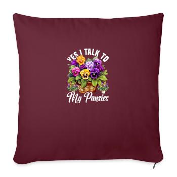 Graines de pensée Pensées pour l’extérieur Fleur de pensée - Housse de coussin décorative 45 x 45 cm - bordeaux - Devant