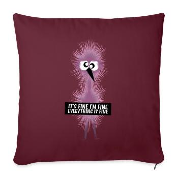 Its Fine Im Fine - Citation bébé flamant rose - Housse de coussin décorative 45 x 45 cm - bordeaux - Devant