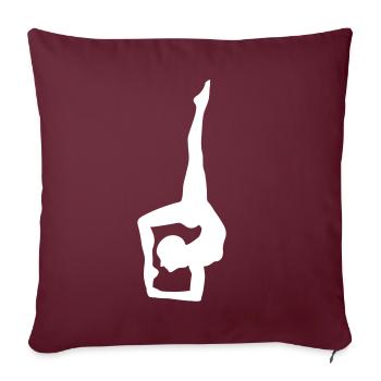 Silhouette de yoga blanche en pose articulée - Housse de coussin décorative 45 x 45 cm - bordeaux - Devant