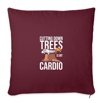 Bûcheron Bûcheron Tronçonneuse - Housse de coussin décorative 45 x 45 cm - bordeaux - Devant
