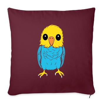 Mignonne petite perruche - Housse de coussin décorative 45 x 45 cm - bordeaux - Devant