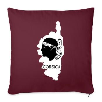 Île de Corse avec carte de France avec tête de pirate - Housse de coussin décorative 45 x 45 cm - bordeaux - Devant