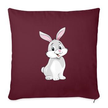 Mignon lapin souriant - Housse de coussin décorative 45 x 45 cm - bordeaux - Devant