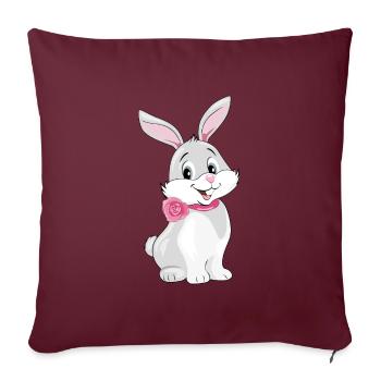 Mignon lapin souriant heureux - Housse de coussin décorative 45 x 45 cm - bordeaux - Devant