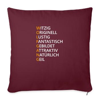 Wolfgang Name Geschenk - Sofakissenbezug 45 x 45 cm - Burgunderrot - Vorne