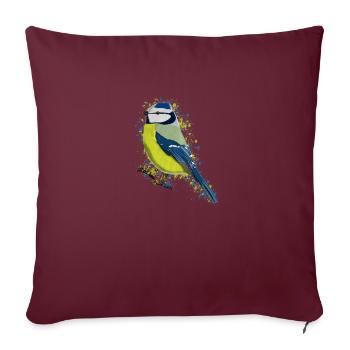 Blaumeise Vogel Vogelfreund Vogelbeobachter - Sofakissenbezug 45 x 45 cm - Burgunderrot - Vorne