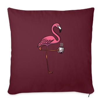 Flamingo Vogel Kaffeeliebhaber - Sofakissenbezug 45 x 45 cm - Burgunderrot - Vorne