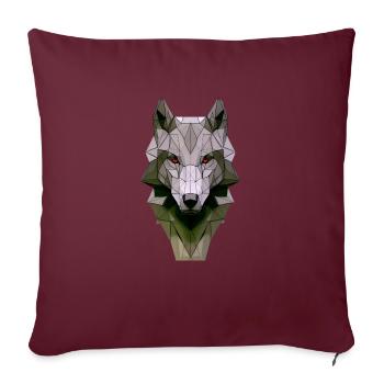 Polygon Design Wolf tête d’animal coloré - Housse de coussin décorative 45 x 45 cm - bordeaux - Devant