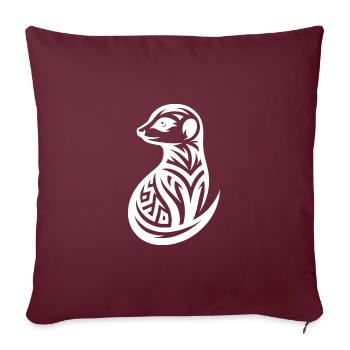 Suricate mignon dans le style de tatouage - Housse de coussin décorative 45 x 45 cm - bordeaux - Devant
