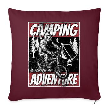 Camping Abenteuer - Sofakissenbezug 45 x 45 cm - Burgunderrot - Vorne