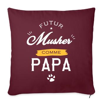 futur musher comme papa bébé père et fils - Housse de coussin décorative 45 x 45 cm - bordeaux - Devant