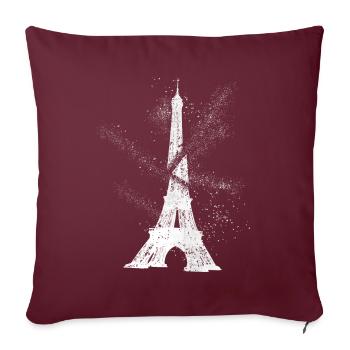 Paris Frankreich Stadt Skyline Eiffelturm Kunst - Sofakissenbezug 45 x 45 cm - Burgunderrot - Vorne