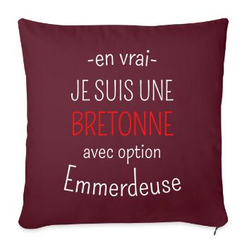 Bretonne avec option Emmerdeuse - Housse de coussin décorative 45 x 45 cm - bordeaux - Devant
