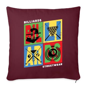 Billard Pool Snooker Queue Kugeln Vintage Retro - Sofakissenbezug 45 x 45 cm - Burgunderrot - Vorne