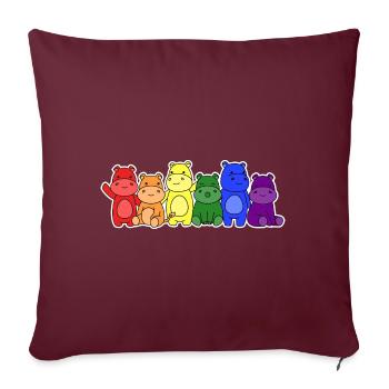 Drapeau LGBT + hippopotame design pour les personnes LGBT + - Housse de coussin décorative 45 x 45 cm - bordeaux - Devant