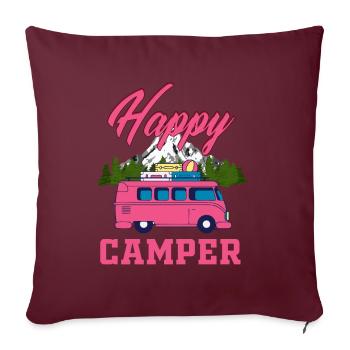 Happy camper - Sofa pillowcase 17,3'' x 17,3'' (45 x 45 cm) - burgundy - Front