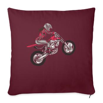 Cadeau fille motocross saleté moto moto - Housse de coussin décorative 45 x 45 cm - bordeaux - Devant