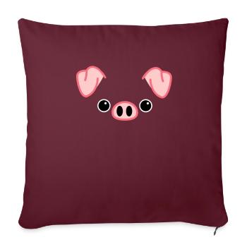 Costume de porc costume de cochon visage - Housse de coussin décorative 45 x 45 cm - bordeaux - Devant