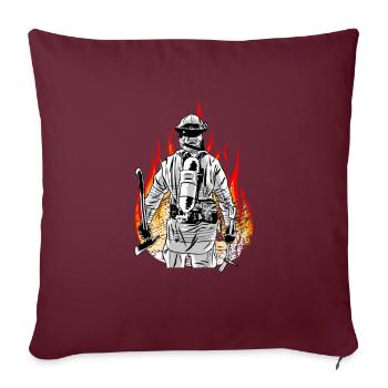 Pompier flammes pompiers volontaires - Housse de coussin décorative 45 x 45 cm - bordeaux - Devant