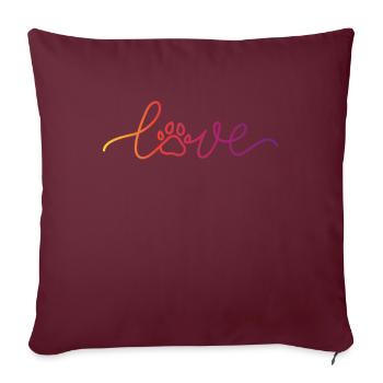 Chien Paw Love Rescue Dog Mom - Housse de coussin décorative 45 x 45 cm - bordeaux - Devant