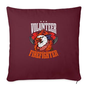 4 juillet Pompier volontaire pompier - Housse de coussin décorative 45 x 45 cm - bordeaux - Devant