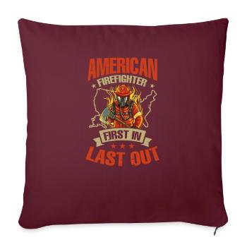 4 juillet Pompier First Last Out - Housse de coussin décorative 45 x 45 cm - bordeaux - Devant