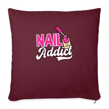 Nail Tech Accro aux ongles - Housse de coussin décorative 45 x 45 cm - bordeaux - Devant