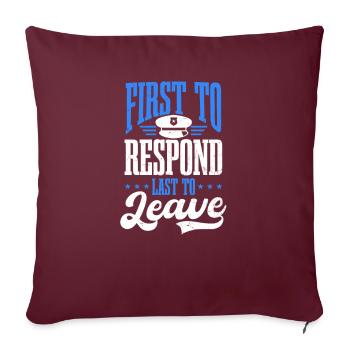 4 juillet : Un policier est le premier à répondre en dernier - Housse de coussin décorative 45 x 45 cm - bordeaux - Devant